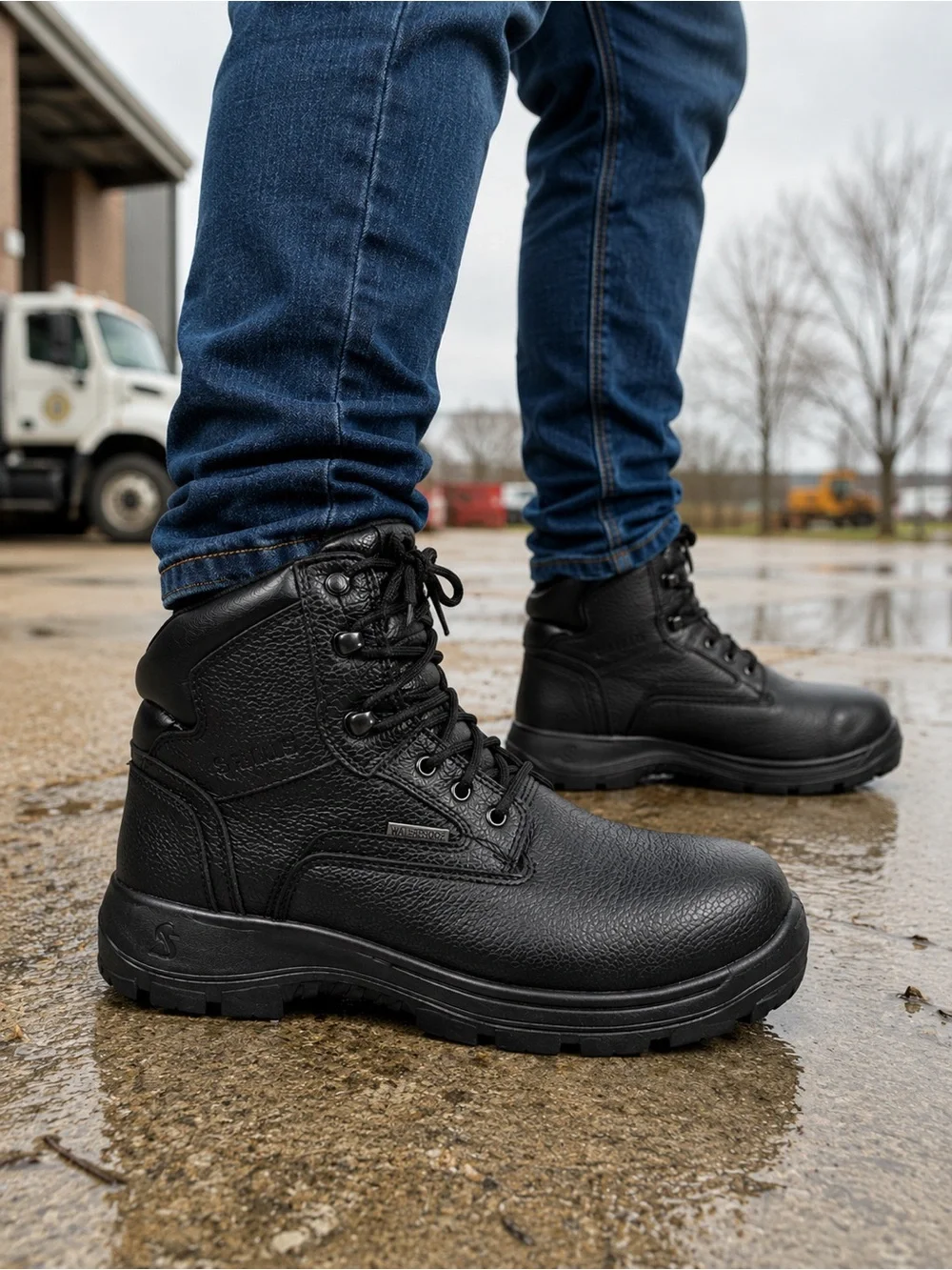 Genuine Grip S Fellas Poseidon Men’s 9 Waterproof Leather Work Hiker Boots Black